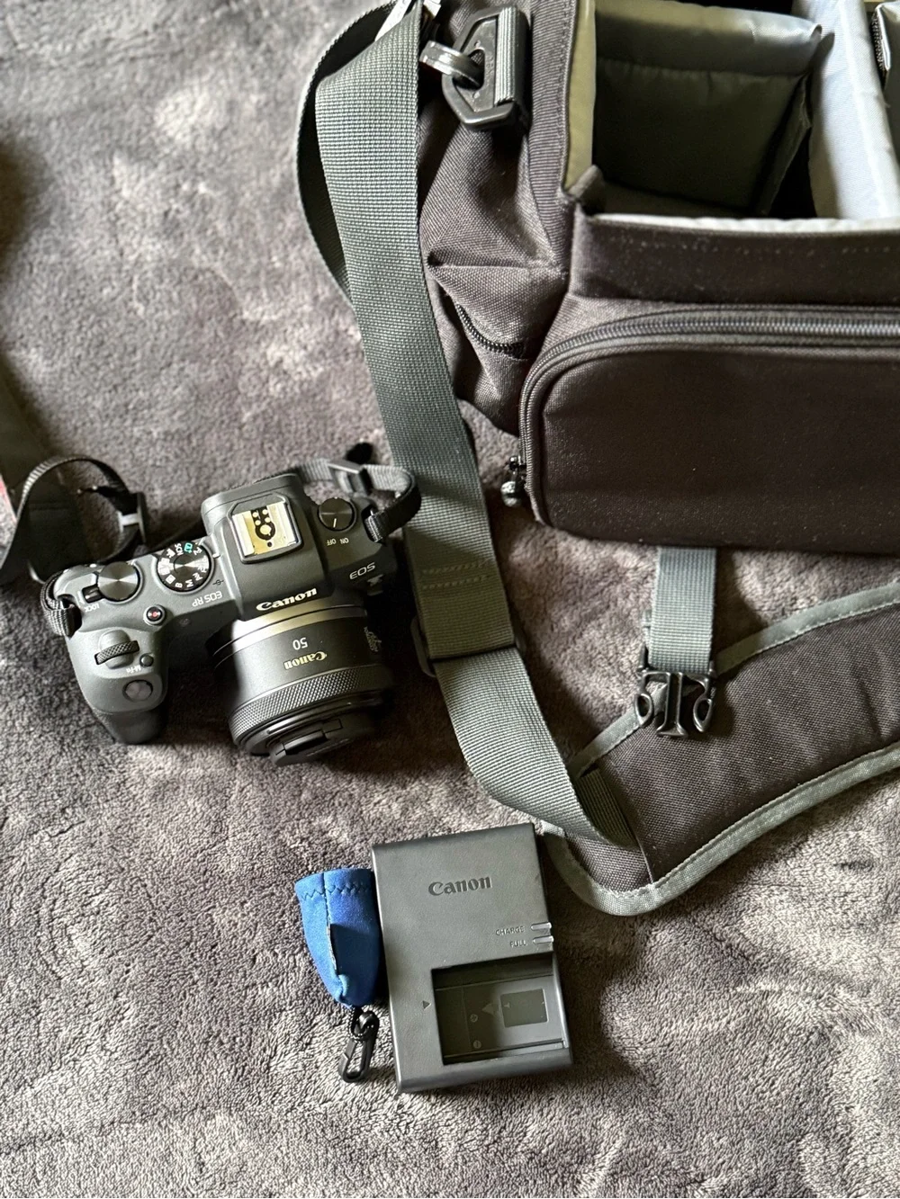 Canon EOS R Mirrorless Camera Body in Black with Red-Trim Strap